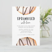 Geprinkst met liefdesdonut baby shower aankondiging (Staand voorkant)
