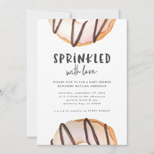 Geprinkst met liefdesdonut baby shower aankondiging