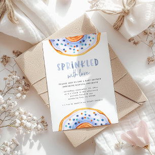 Geprinkst met liefdesdonut baby shower aankondiging
