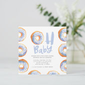 Geprinkst met liefdesdonut baby shower aankondiging (Staand voorkant)