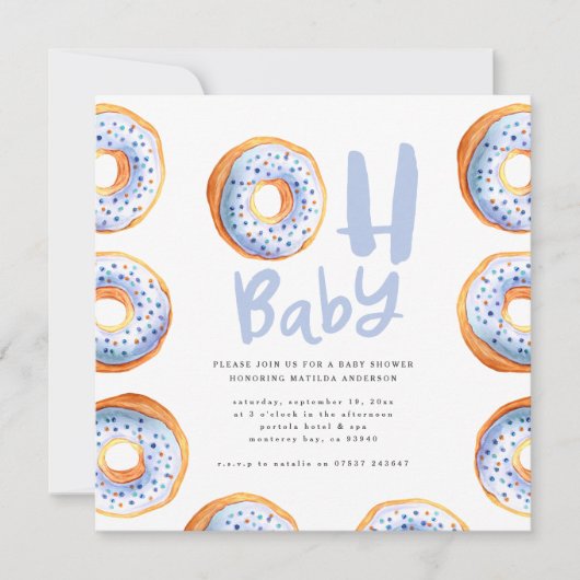Geprinkst met liefdesdonut baby shower aankondiging (Voorkant)