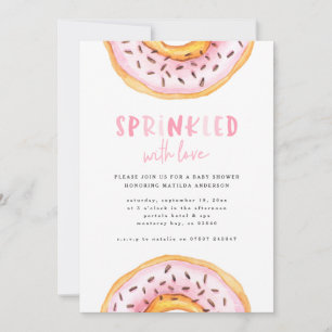Geprinkst met liefdesdonut baby shower aankondiging