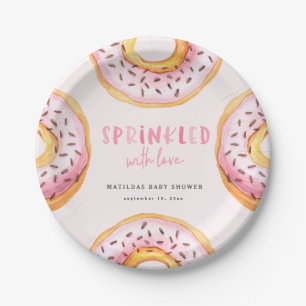 Geprinkst met liefdesdonut baby shower papieren bordje