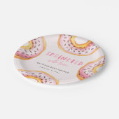 Geprinkst met liefdesdonut baby shower papieren bordje (Gekanteld)
