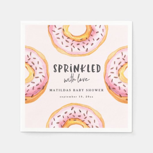 Geprinkst met liefdesdonut baby shower servet (Voorkant)