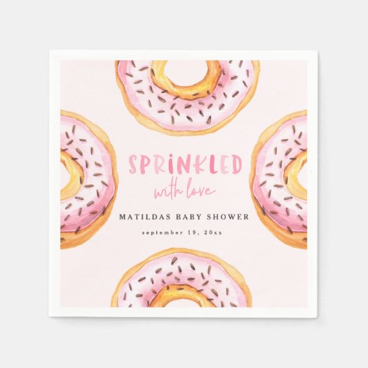 Geprinkst met liefdesdonut baby shower servet (Voorkant)