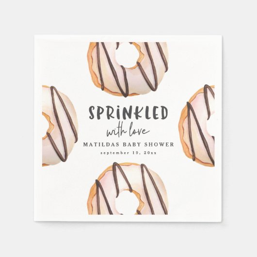 Geprinkst met liefdesdonut baby shower servet (Voorkant)