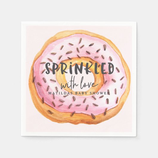Geprinkst met liefdesdonut baby shower servet (Voorkant)