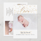 Geprinkste sterren, geboorteaankondiging+Dank je Kaart (Voorkant / Achterkant)