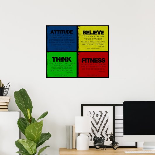 Gepript voor Fitness citeert Collage Poster (Thuiskantoor)