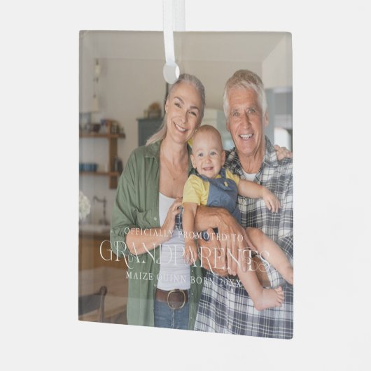 Gepritiseerd bij grootouders | Jaar van opgezette Glas Ornament (Voorkant links)