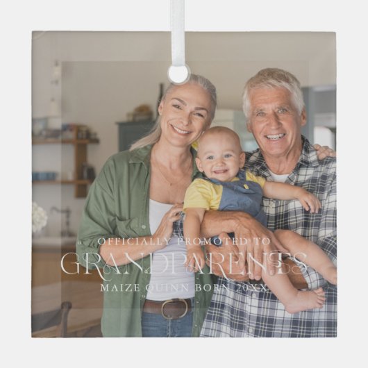 Gepritiseerd bij grootouders | Jaar van opgezette Glas Ornament (Voorkant)