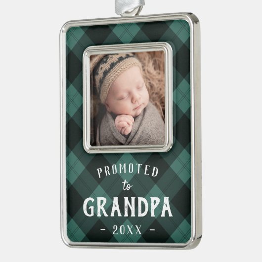 Gepritiseerd naar foto op opa Baby Verzilverd Omlijst Ornament (Links)