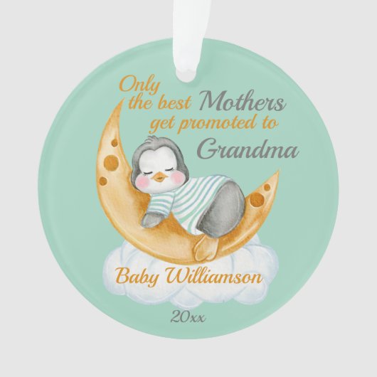 Gepritiseerd naar Grandma Baby Penguin Ornament (voorkant)