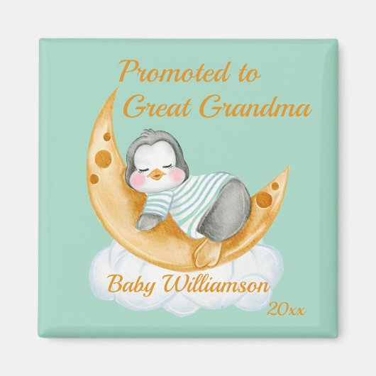 Gepritiseerd naar Great Grandma Baby Penguin Magneet (Voorkant)