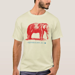  GEPRODUCEERD Elephant Red White Blue Republican T T-shirt
