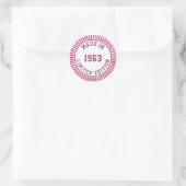 Geproduceerd in 1963 ronde sticker (Tas)