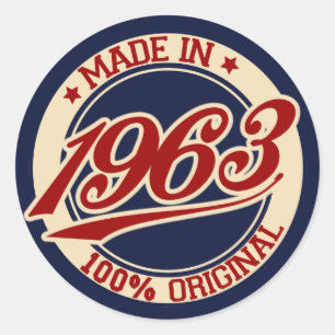 Geproduceerd in 1963 ronde sticker