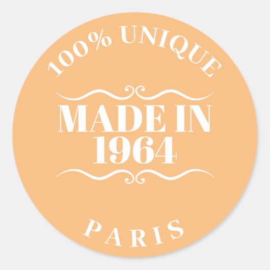 Geproduceerd in 1964 ronde sticker (Voorkant)