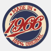 Geproduceerd in 1966 ronde sticker (Voorkant)