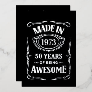 Geproduceerd in 1973 50 jaar geweldige 2023 dag folie uitnodiging