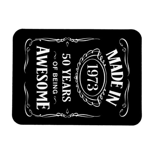 Geproduceerd in 1973 50 jaar geweldige 2023 dag magneet (Horizontaal)