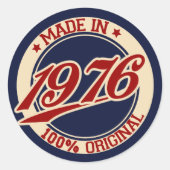 Geproduceerd in 1976 ronde sticker (Voorkant)