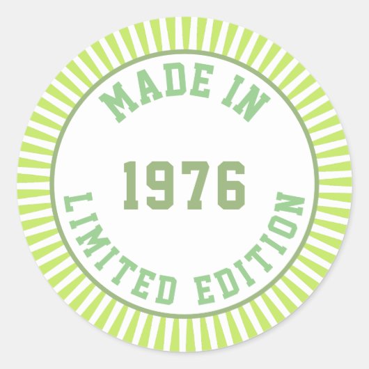 Geproduceerd in 1976 ronde sticker (Voorkant)