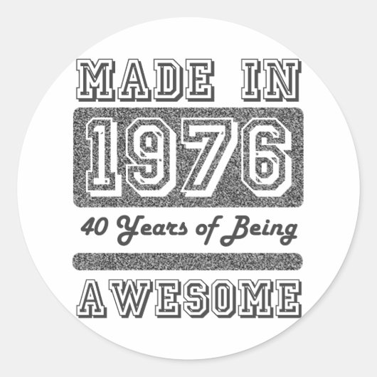 Geproduceerd in 1976 ronde sticker (Voorkant)