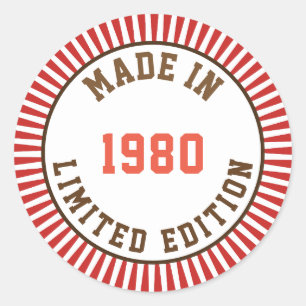 Geproduceerd in 1980 ronde sticker