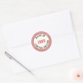Geproduceerd in 1985 ronde sticker (Envelop)