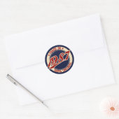 Geproduceerd in 1987 ronde sticker (Envelop)