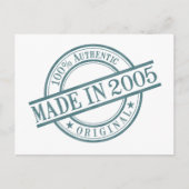 Geproduceerd in 2005 Geboortejaar Ronde Rubber Sta Briefkaart (Voorkant)