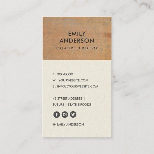 GEPRODUCEERDE CORROSIEVE GRUNGE ORANJE METALEN GET VISITEKAARTJE (Achterkant)