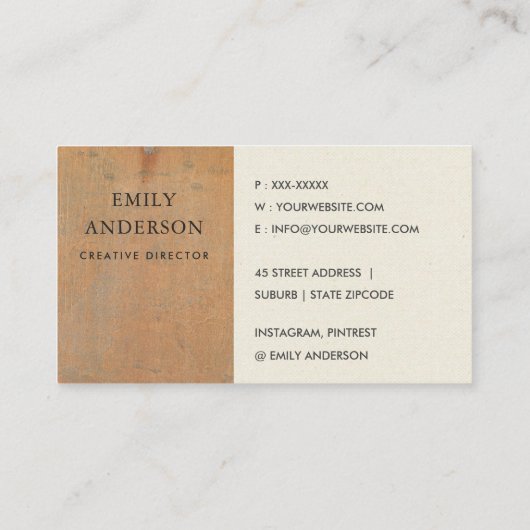 GEPRODUCEERDE CORROSIEVE GRUNGE ORANJE METALEN GET VISITEKAARTJE (Achterkant)