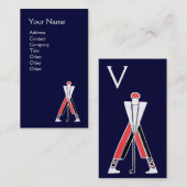 GEPRODUCEERDE GOLFER, GOLF INSTRUCTOR RODE BLAUWE  VISITEKAARTJE (Voorkant / Achterkant)