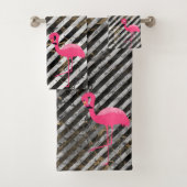 GEPRODUCEERDE MARBLE FLAMINGO BATHROOM TOWEL SET BAD HANDDOEK (Insitu)