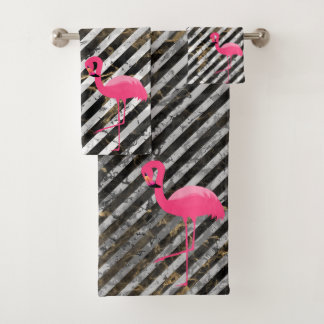GEPRODUCEERDE MARBLE FLAMINGO BATHROOM TOWEL SET BAD HANDDOEK