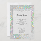 GEPRODUCEERDE SILVER MARBLE HOLOGRAPHIC PASTEL WED KAART (Voorkant)