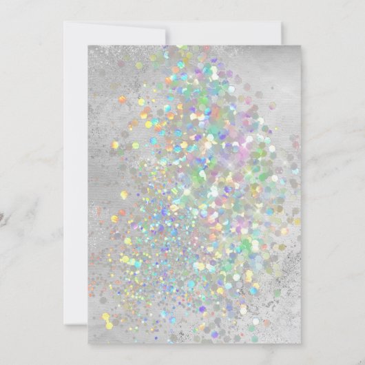 GEPRODUCEERDE SILVER MARBLE HOLOGRAPHIC PASTEL WED KAART (Achterkant)