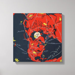 Geprojecteerde wereldwijde luchtroutes canvas afdruk