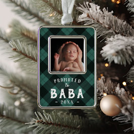 Gepromoot aan Baba | Baby Foto opa Verzilverd Omlijst Ornament