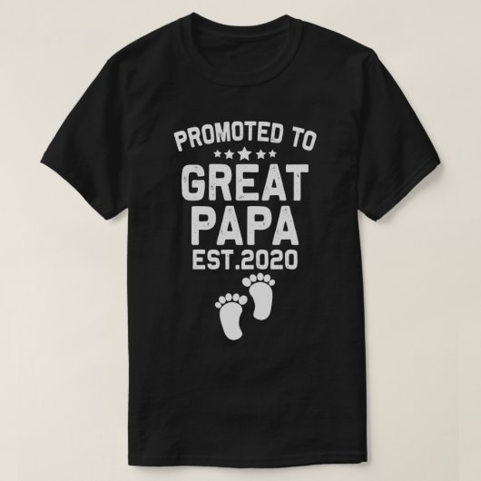 Gepromoot naar Great Papa EST 2020 Funny Vaderdag T-shirt (Design voorkant)
