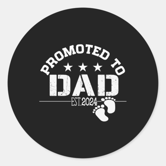 Gepromoveerd naar Dad 2024 Ronde Sticker (Voorkant)