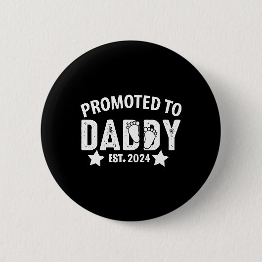 Gepromoveerd naar Daddy 2024 Funny For New Dad Ronde Button 5,7 Cm (Voorkant)