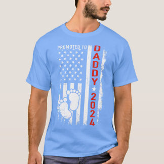 Gepromoveerd naar daddy 2024 us american zwangersc t-shirt