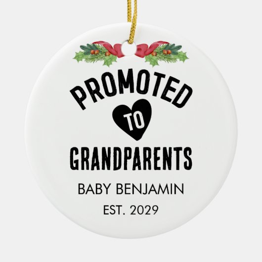 Gepromoveerd naar grootouders Gepersonaliseerde Ba Keramisch Ornament (Voorkant)
