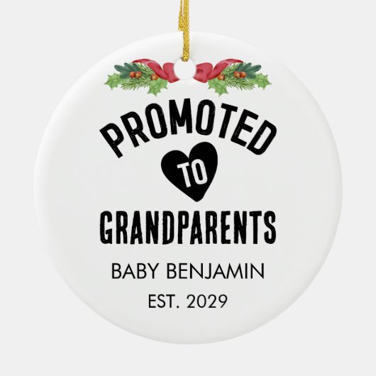 Gepromoveerd naar grootouders Gepersonaliseerde Ba Keramisch Ornament (Achterkant)