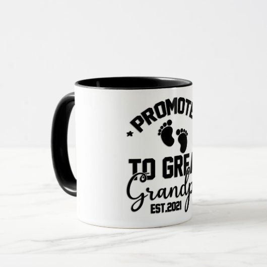 Gepromoveerd naar Grote Opa, opgericht in 2021 Mok (Voorkant links)