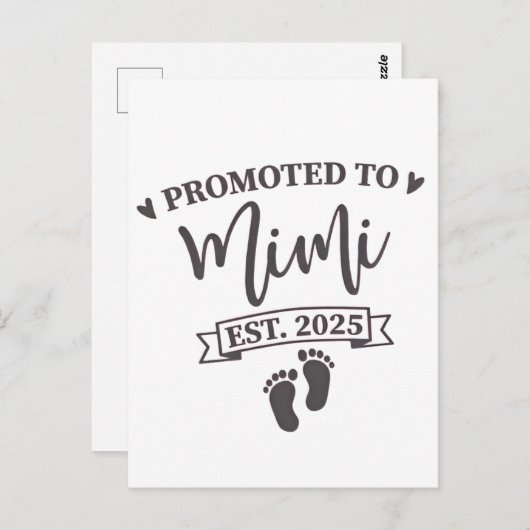 Gepromoveerd naar Mimi Est. 2025 Oma-to-be Briefkaart (Voorkant / Achterkant)